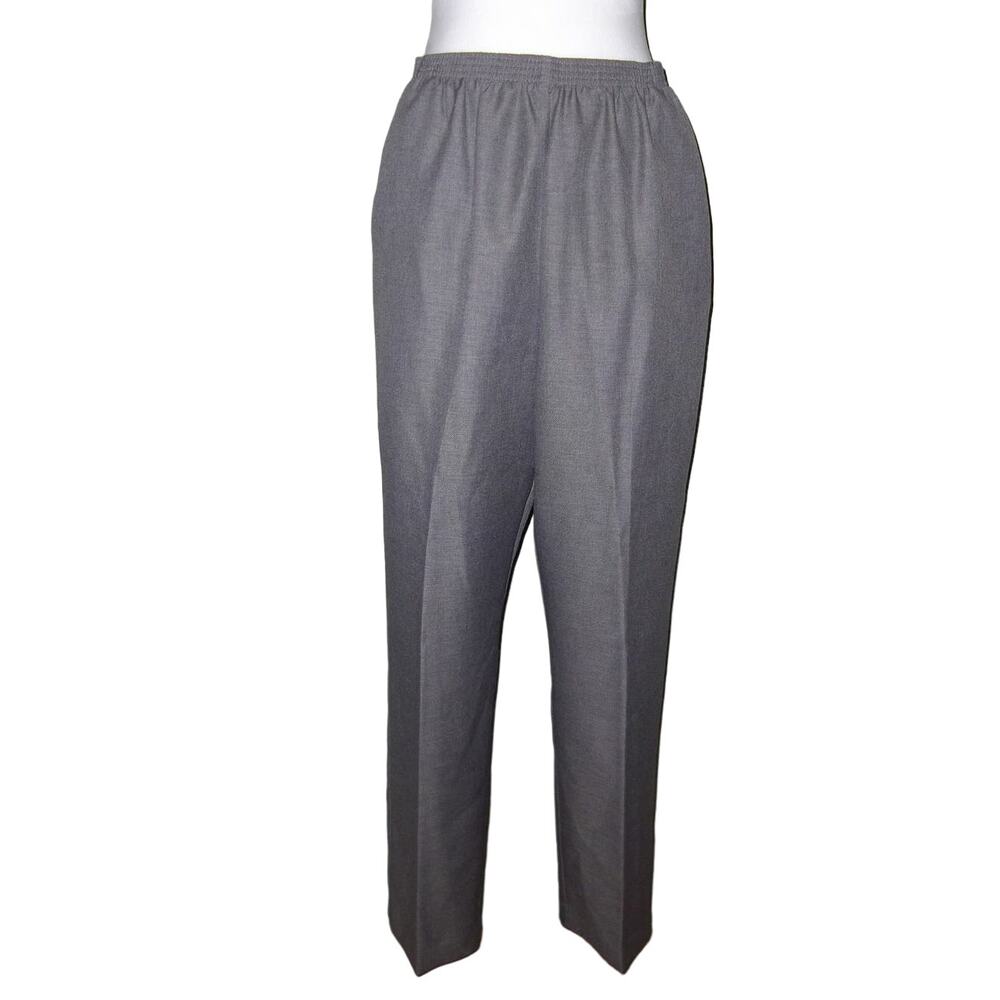 Alfred Dunner Gray Soft & Silky Pleated Elastic Waist Dress Pants 14
